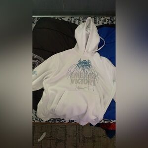 White and Blue Graphic Hoodie